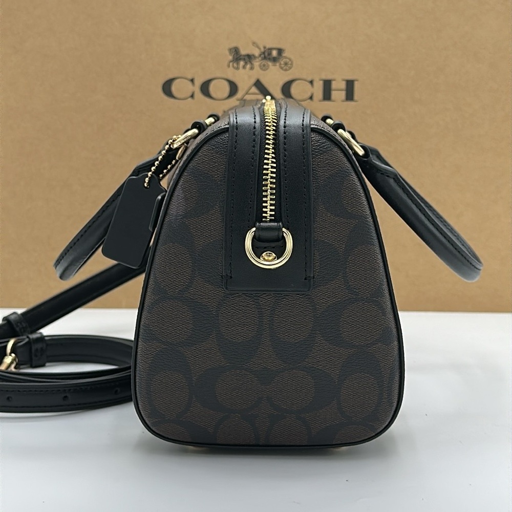Coach Charcoal Satchel with Gold Accents - Picture 8 of 15